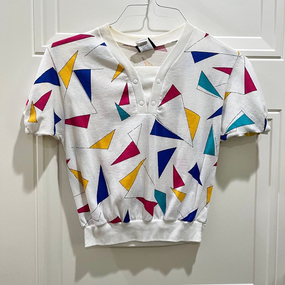 Vintage 70s Geometric Print Top